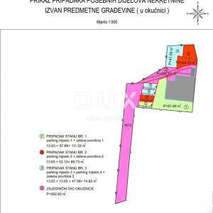 MATULJI, JUŠIĆI, JURDANI- stan prizemlje 84,08 m2 u novogradnji DB+2S s okućnicom