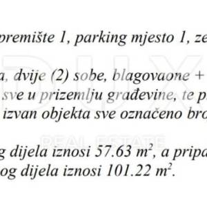 MATULJI, JUŠIĆI, JURDANI- stan prizemlje 62,34 m2 u novogradnji DB+2S s okućnicom