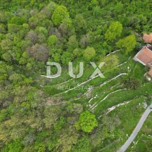 MATULJI, KUĆELI- zemljište 12 000 m2 (cca 6700m2 građevinsko) s pogledom na more + 3 starine 220m2