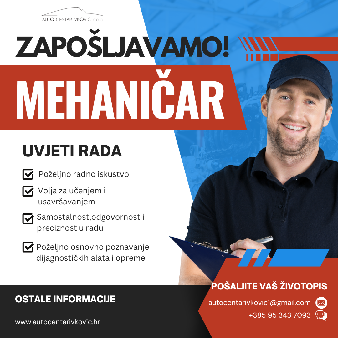 Mehaničar (m/ž) – AC Ivković, Petrovija, Istra