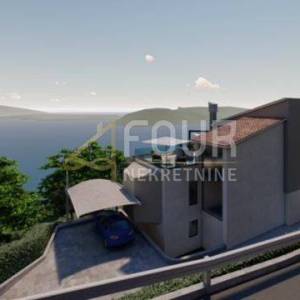 Mošćenice, zemljište za vilu s bazenom, panoramski pogled