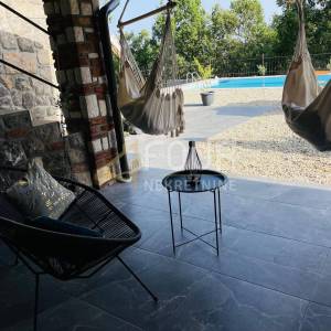 Mošćenička Draga, novogradnja, kuća s bazenom, pogled na more