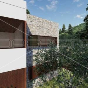 Novogradnja, kuća sa 2 stana i bazenom na krovu, Gršćica, Korčula