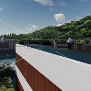 Novogradnja, kuća sa 2 stana i bazenom na krovu, Gršćica, Korčula