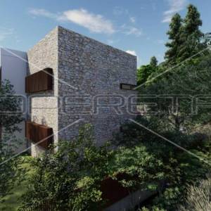 Novogradnja, kuća sa 2 stana i bazenom na krovu, Gršćica, Korčula