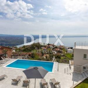 OPATIJA, BREGI - stan u prizemlju 153m2, DB+3S s panoramskim pogledom na more i bazenom