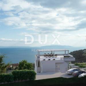 OPATIJA, BREGI - stan u prizemlju 70m2 s panoramskim pogledom na more i bazenom + okućnica 150m2