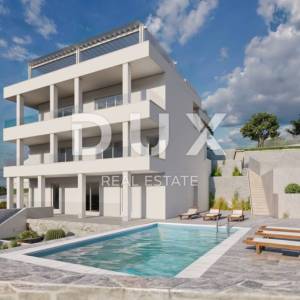 OPATIJA, BREGI - stan u prizemlju 70m2 s panoramskim pogledom na more i bazenom + okućnica 150m2