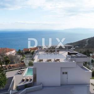 OPATIJA, BREGI - stan u prizemlju 70m2 s panoramskim pogledom na more i bazenom + okućnica 150m2