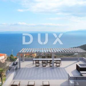 OPATIJA, BREGI - stan u prizemlju 70m2 s panoramskim pogledom na more i bazenom + okućnica 150m2