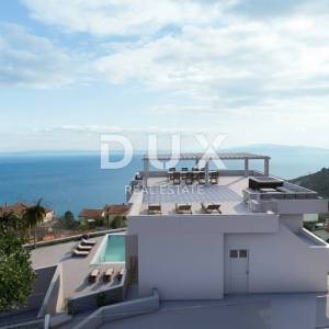 OPATIJA, BREGI - stan u prizemlju 70m2 s panoramskim pogledom na more i bazenom + okućnica 150m2