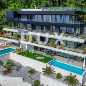OPATIJA, CENTAR - gospodski apartman u luksuznoj novogradnji iznad centra Opatije s garažom, panoramski pogled na more