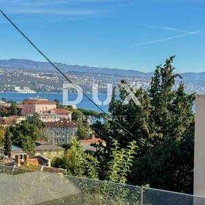 OPATIJA, CENTAR - stan 132m2 u novogradnji s vrtom, bazenom, garažom, pogled na more, centar Opatije