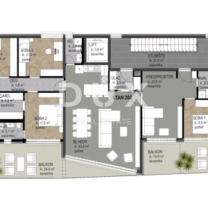 OPATIJA, CENTAR- stan 180.97m2 DB+4S s panoramskim pogledom na more- 2.KAT- STAN 202