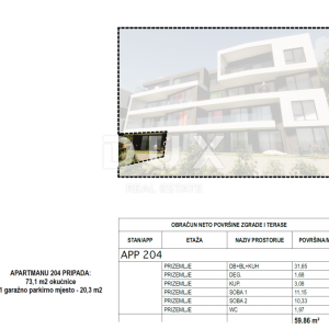 OPATIJA, CENTAR- stan 59,86m2 DB+2S s panoramskim pogledom na more- prizemlje + okućnica 73,1m2- APP 204