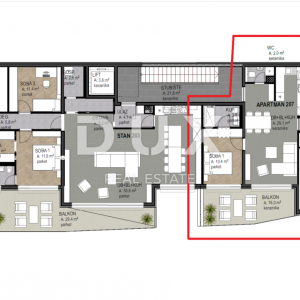 OPATIJA, CENTAR- stan 90,71m2 DB+3S s panoramskim pogledom na more- 3.KAT- APP 207