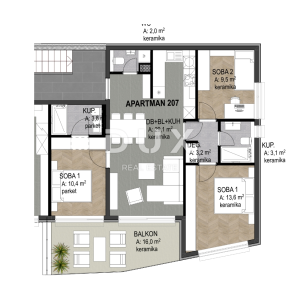 OPATIJA, CENTAR- stan 90,71m2 DB+3S s panoramskim pogledom na more- 3.KAT- APP 207