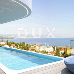 OPATIJA, CENTAR - stan u vrhunskoj novogradnji s vlastitim bazenom, panoramski pogled na more, garaža
