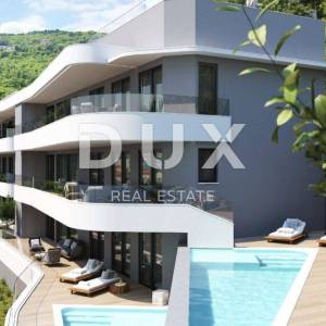 OPATIJA, CENTAR - stan u vrhunskoj novogradnji s vlastitim bazenom, panoramski pogled na more, garaža
