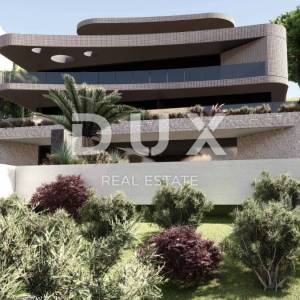 OPATIJA, CENTAR - vrhunska pozicija iznad centra, zemljište projektom za luksuznu zgradu, pogled na more