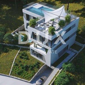 OPATIJA, IČIĆI- građevinsko zemljište 640m2 s građevinskom dozvolom i s pogledom na more za obiteljsku kuću/ villu/ apartmane/ ...