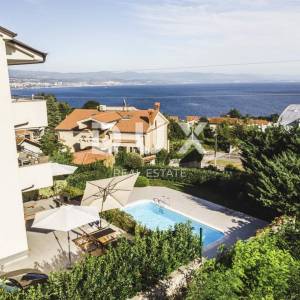 OPATIJA, IČIĆI - stan 70m2 s terasom, pogledom na more, okućnicom i zajedničkim bazenom