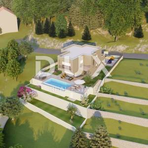 OPATIJA, IČIĆI – zemljište za kuću s bazenom, s građevinskom dozvolom i prekrasnim pogledom na more