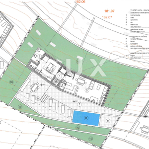 OPATIJA, LOVRAN, LIGANJ- građevinsko zemljište 1250m2 s panoramskim pogledom na more za stambenu zgradu–stanove /apartmane/obit...
