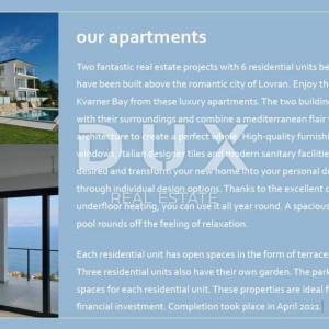 OPATIJA, LOVRAN, LIGANJ - stan u vili s bazenom 120m2+terasa 26m2 s panoramskim pogledom na more + okoliš 163m2