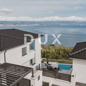 OPATIJA, LOVRAN, LIGANJ - Stan u vili s bazenom 120m2+terasa 27m2s panoramskim pogledom na more + okoliš 105m2