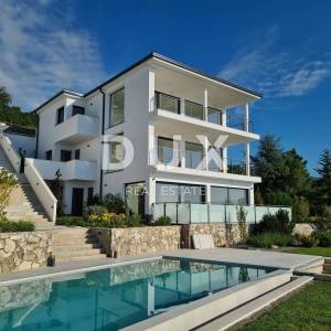 OPATIJA, LOVRAN, LIGANJ - Stan u vili s bazenom 120m2+terasa 27m2s panoramskim pogledom na more + okoliš 105m2