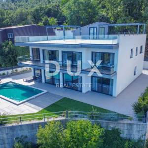 OPATIJA, LOVRAN - novonamještena moderna vila 400m2 s bazenom blizu Opatije, panoramski pogled na more