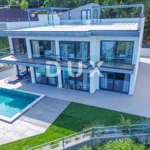 OPATIJA, LOVRAN - novonamještena moderna vila 400m2 s bazenom blizu Opatije, panoramski pogled na more