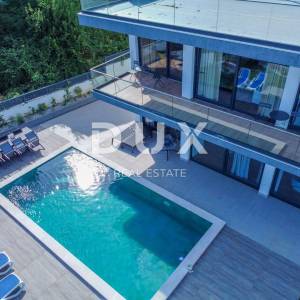 OPATIJA, LOVRAN - novonamještena moderna vila 400m2 s bazenom blizu Opatije, panoramski pogled na more