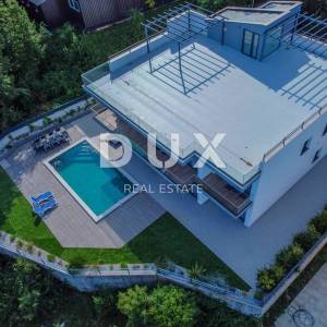OPATIJA, LOVRAN - novonamještena moderna vila 400m2 s bazenom blizu Opatije, panoramski pogled na more