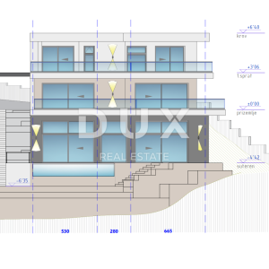 OPATIJA, MEDVEJA- zemljište 1414m2 S GRAĐEVNOM DOZVOLOM!!! i pogledom na more za obiteljsku kuću / villu / apartmane / kuću za ...