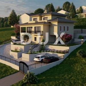 OPATIJA, POBRI - građevinski teren 1063m2 S GRAĐEVINSKOM DOZVOLOM!!! s pogledom na more za apartmane /  obiteljsku villu / kuću...