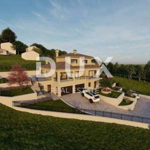 OPATIJA, POBRI - građevinski teren 1063m2 S GRAĐEVINSKOM DOZVOLOM!!! s pogledom na more za apartmane /  obiteljsku villu / kuću...
