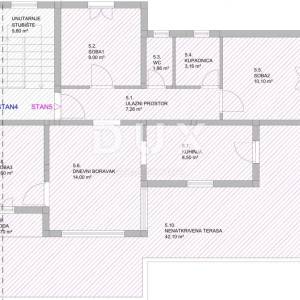 OTOK KRK, BAŠKA - Apartman 3S+DB s terasom, 1.kat, pogled na more, bazen, parking