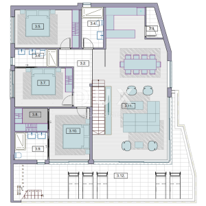OTOK KRK, GRAD KRK - Penthouse 3S+DB sa krovnom terasom