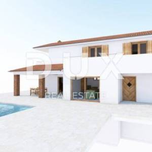 OTOK KRK, KRAS - Zemljište 2207 m2, projekt vile s bazenom s započetom gradnjom
