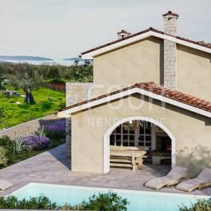 Otok Krk, Malinska okolica, mediteranska vila s bazenom i pogledom na more