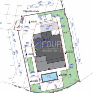 Otok Krk, Milohnići, građevinsko zemljište 550m2, projekt kuće s bazenom