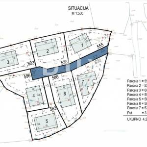 OTOK KRK, SVETI VID DOBRINJSKI- građevinsko zemljište 4288m2 podijeljeno na 7 parcela za ville s bazenom/ apartmane 