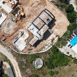 OTOK KRK, unutrašnjost otoka - Luksuzna kuća s bazenom u izgradnji