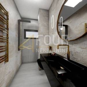 Otok Krk, Vrbnik, novogradnja, 111.30m2, 2s+db, terasa, okućnica i bazen