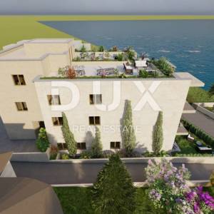 OTOK PAG, MANDRE - ekskluzivan stan u novogradnji s terasom i vrtom, uz samu obalu i panoramskim pogledom na more