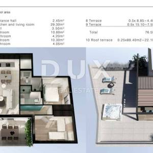 OTOK PAG, POVLJANA- Ekskluzivni penthouse sa krovnom terasom, uz more, 98,65m2 