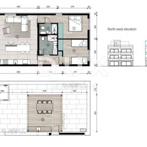 OTOK PAG, POVLJANA - Ekskluzivan penthouse s krovnom terasom, novogradnja uz plažu, 87,55m2 