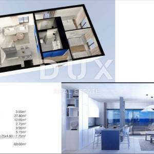 OTOK PAG, POVLJANA -  Ekskluzivan apartman na prvome katu, 10 metara od mora i plaže, 69,60m2